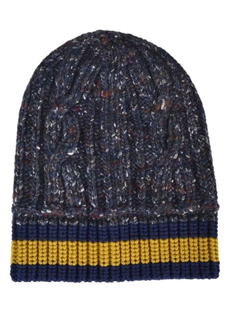 gucci cable knit hat with web|Gucci Cable Knitted Hat With Web In Blu Giallo .